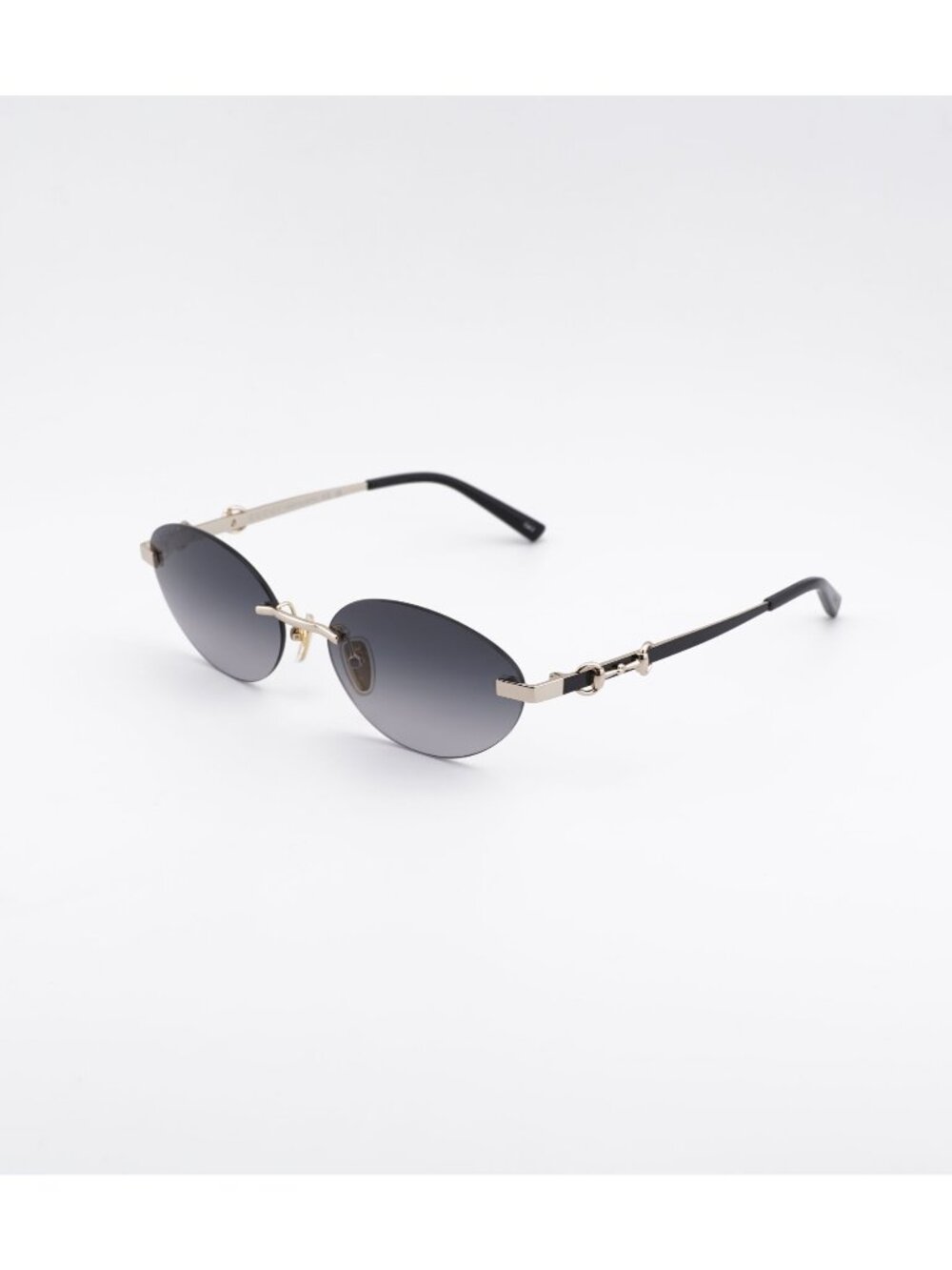 Gucci GG2051S 001 Rimless Sunglasses Gold / Black Oval Frame, Grey Lenses